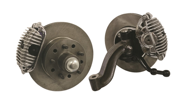 Hot Rod Finned Front Disc Brake Kit for '37 - '41 Spindles Polished