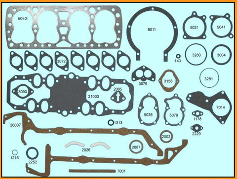 Engine Gasket Set - Best Gasket Brand with Graphtite - Ford Flathead 24 Stud V8 1938-1942