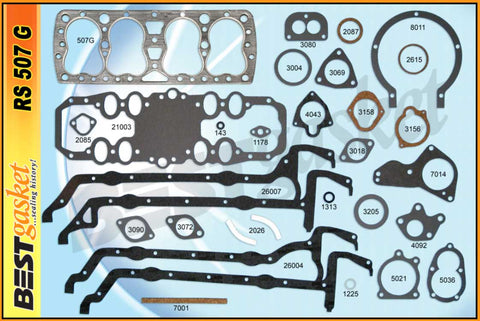 Engine Gasket Set - Best Gasket Brand Graphtite - Ford Flathead 21 Stud V8 1932-1938