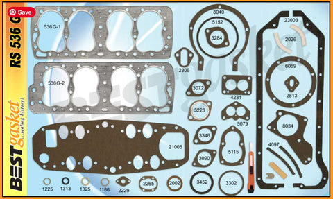 Big Bore Engine Gasket Set - Best Brand with Graphtite - Ford Flathead 8BA V8 1949-1953, Truck 1948-1953